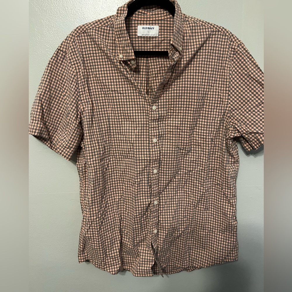 Old Navy Coral and Blue Shirt